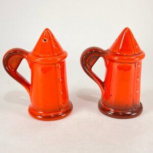 Vtg Metlox Vernon Ware Ceramic Pottery Red Salt Pepper Shakers Farmhouse Retro